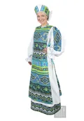 Русский народный женский костюм Русская Сказочница (рост 170 / размер 50-58 / зеленый)