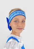 Русский народный головной убор с бантом Гжель (Готовое изделие)