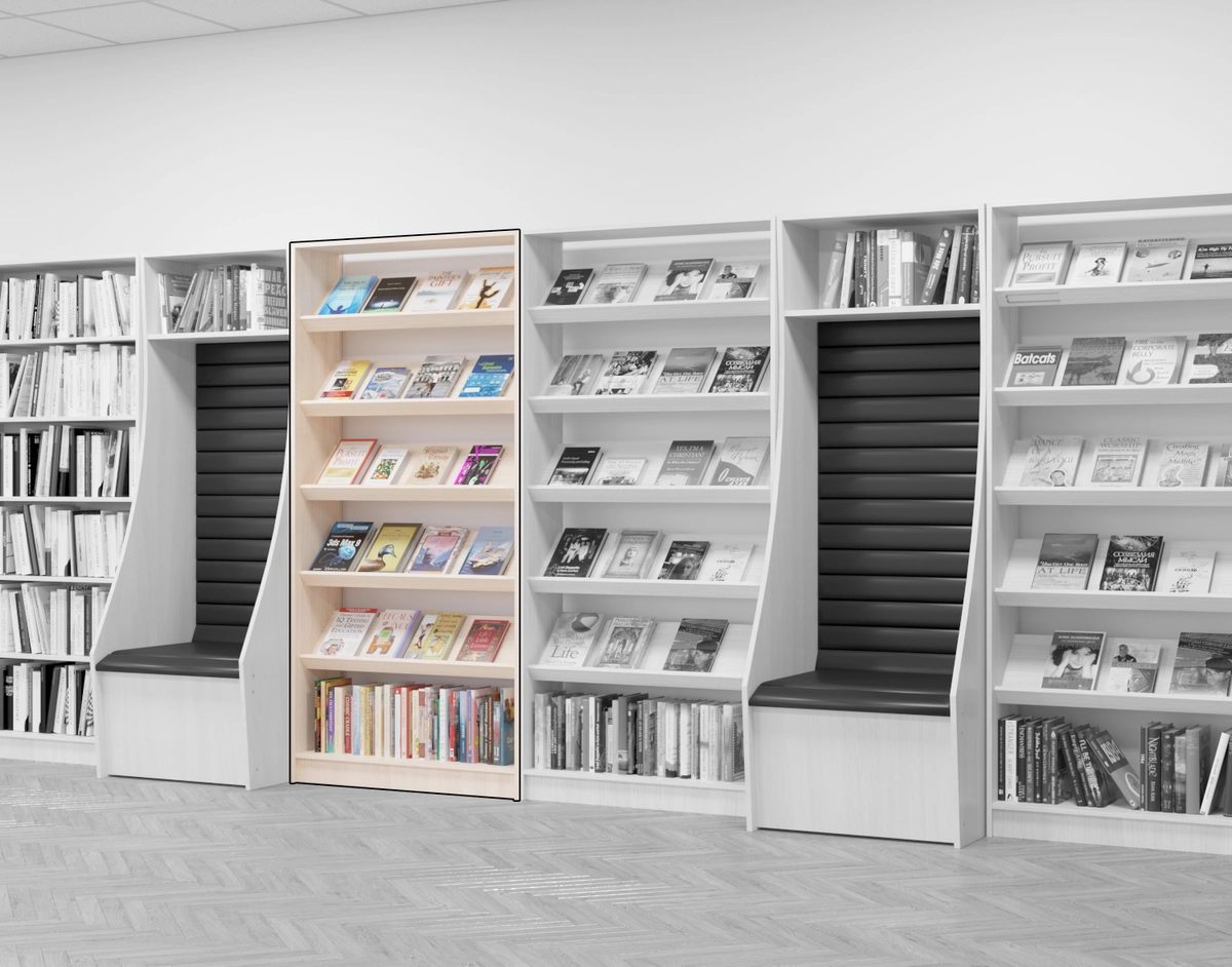 Стеллаж с мягким элементом (библиотека)