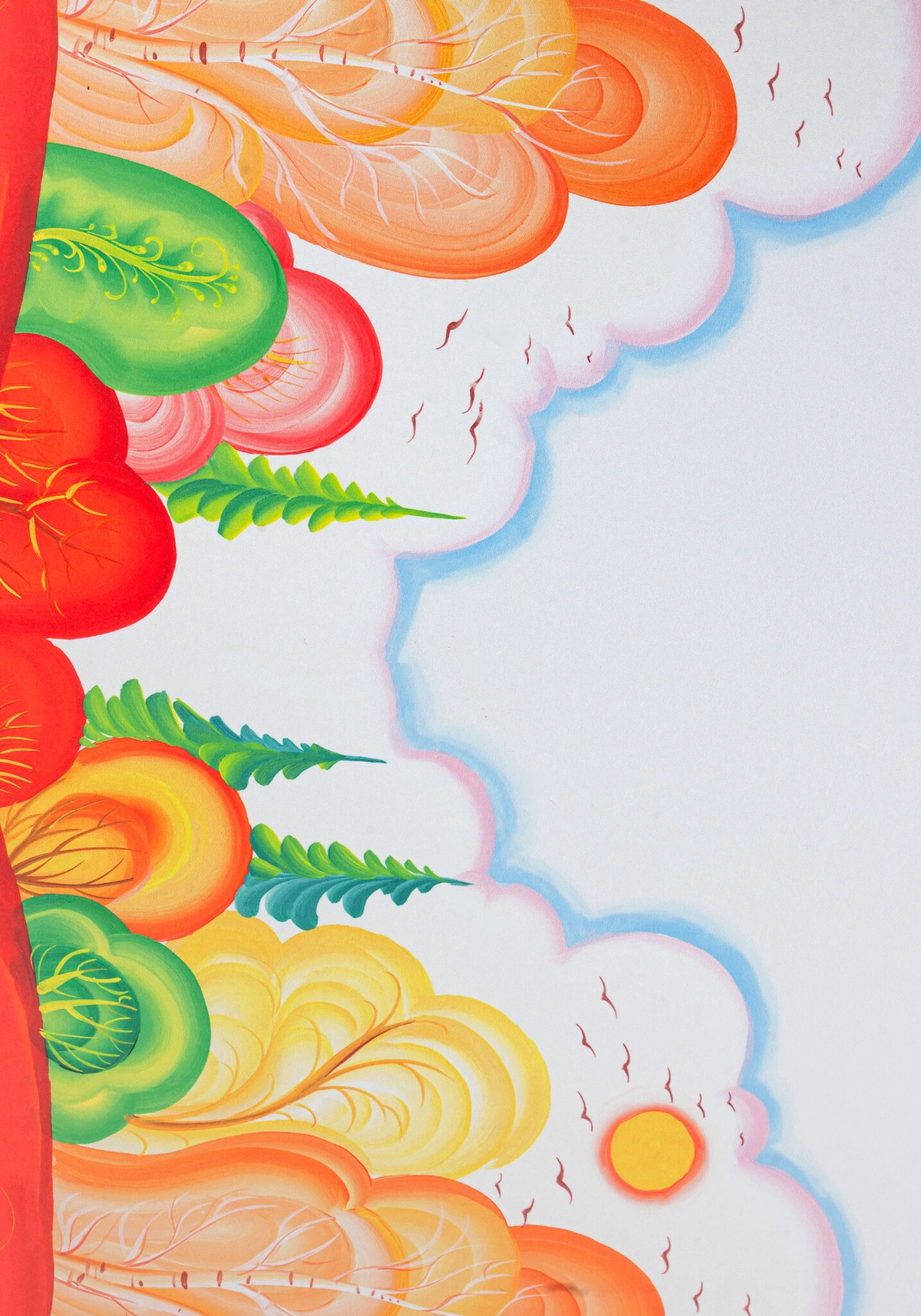 Ткань Свободно-кистевая осенняя тематика (Креп-сатин)