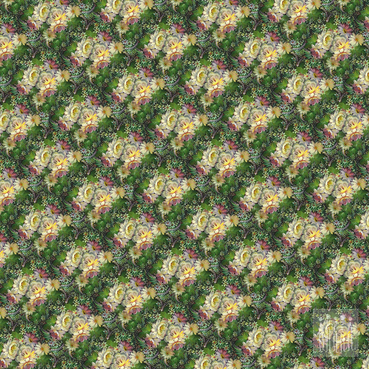 Ткань Цветочное Кружево (Креп-сатин)