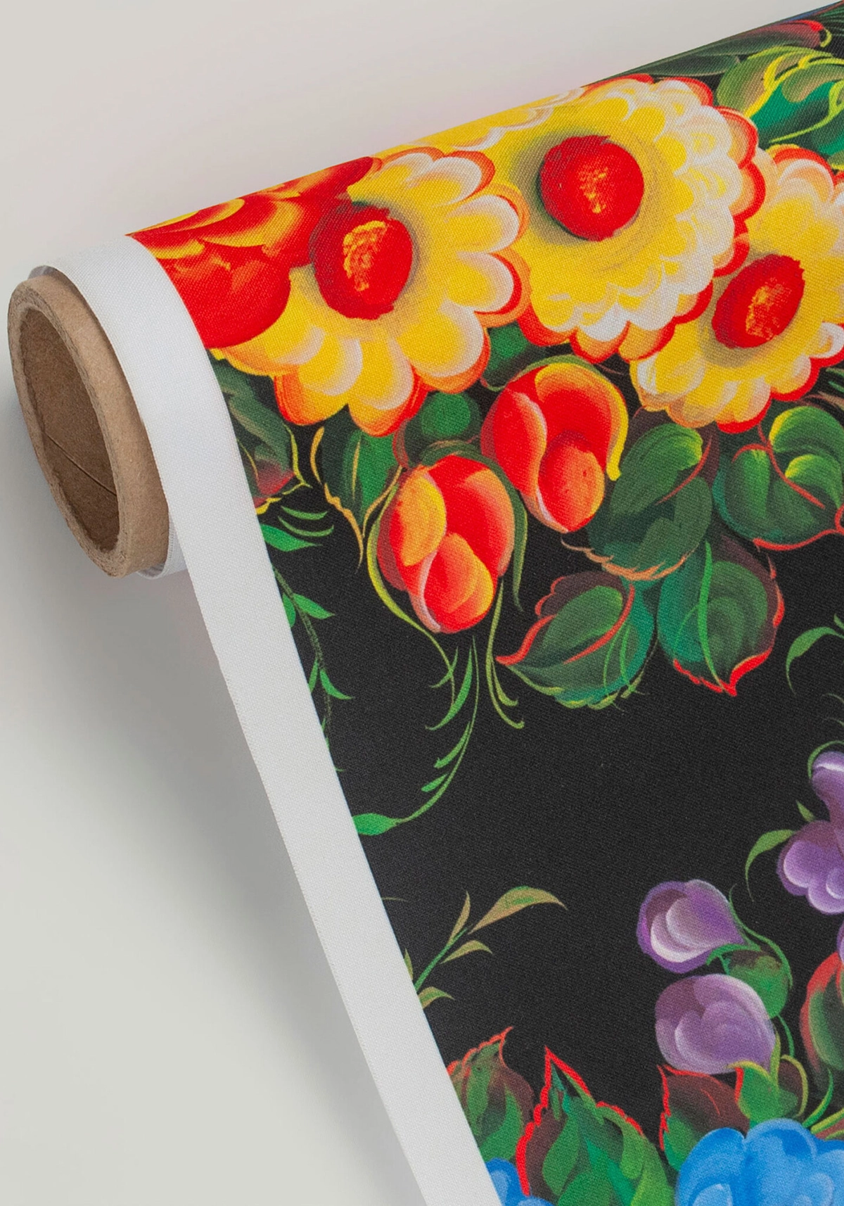 Ткань с Росписью Жостово (Креп-сатин)