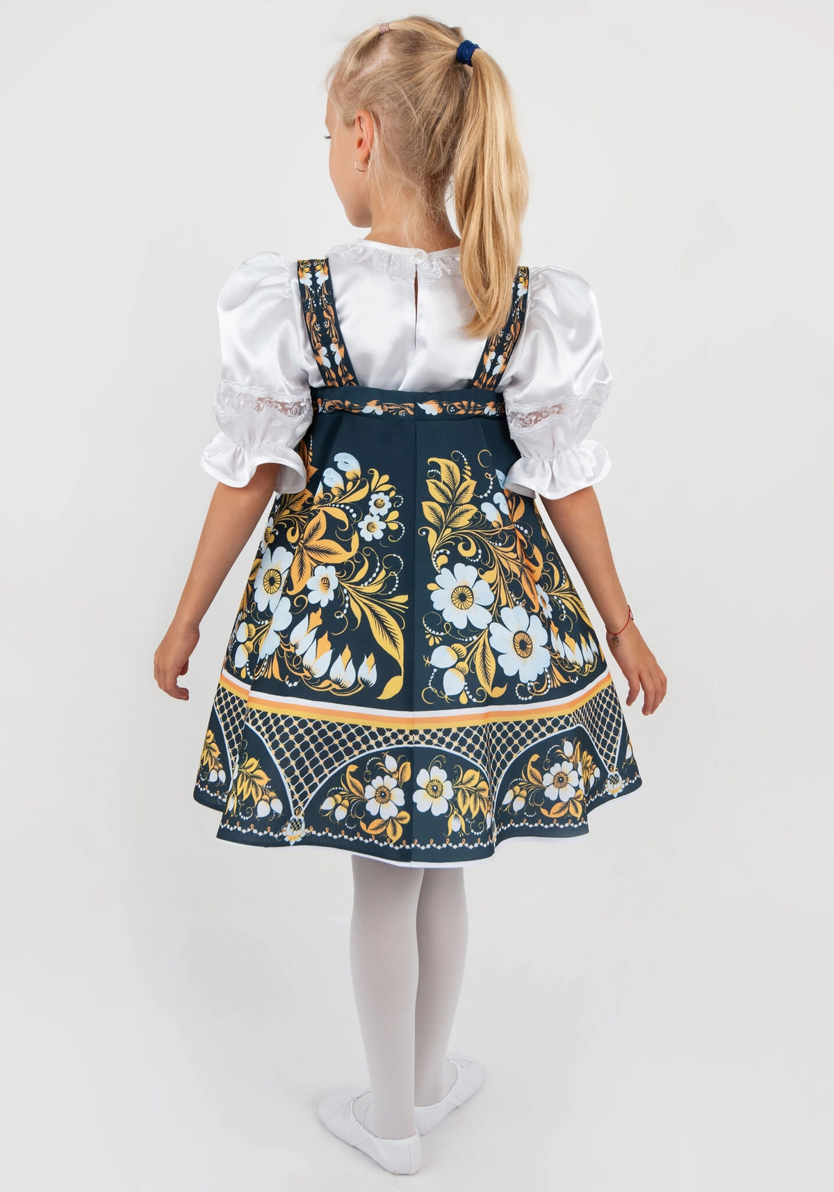 Петербургская роспись расписной сарафан для девочки (рост 116-134 / Готовое изделие)