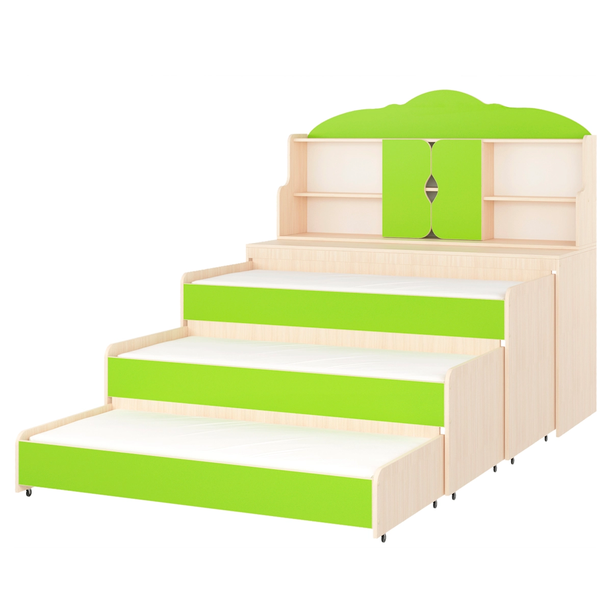 Кровать-тумба с надстройкой трехъярусная выкатная