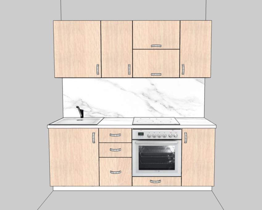 Кухня 2м  ЛДСП Дуб молочный (для электрической поверхности)