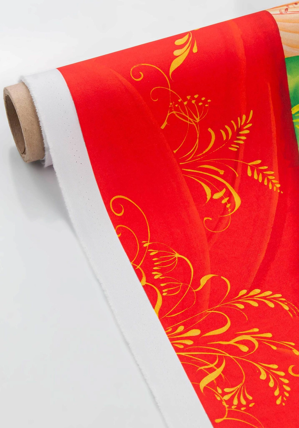 Ткань Свободно-кистевая осенняя тематика (Креп-сатин)