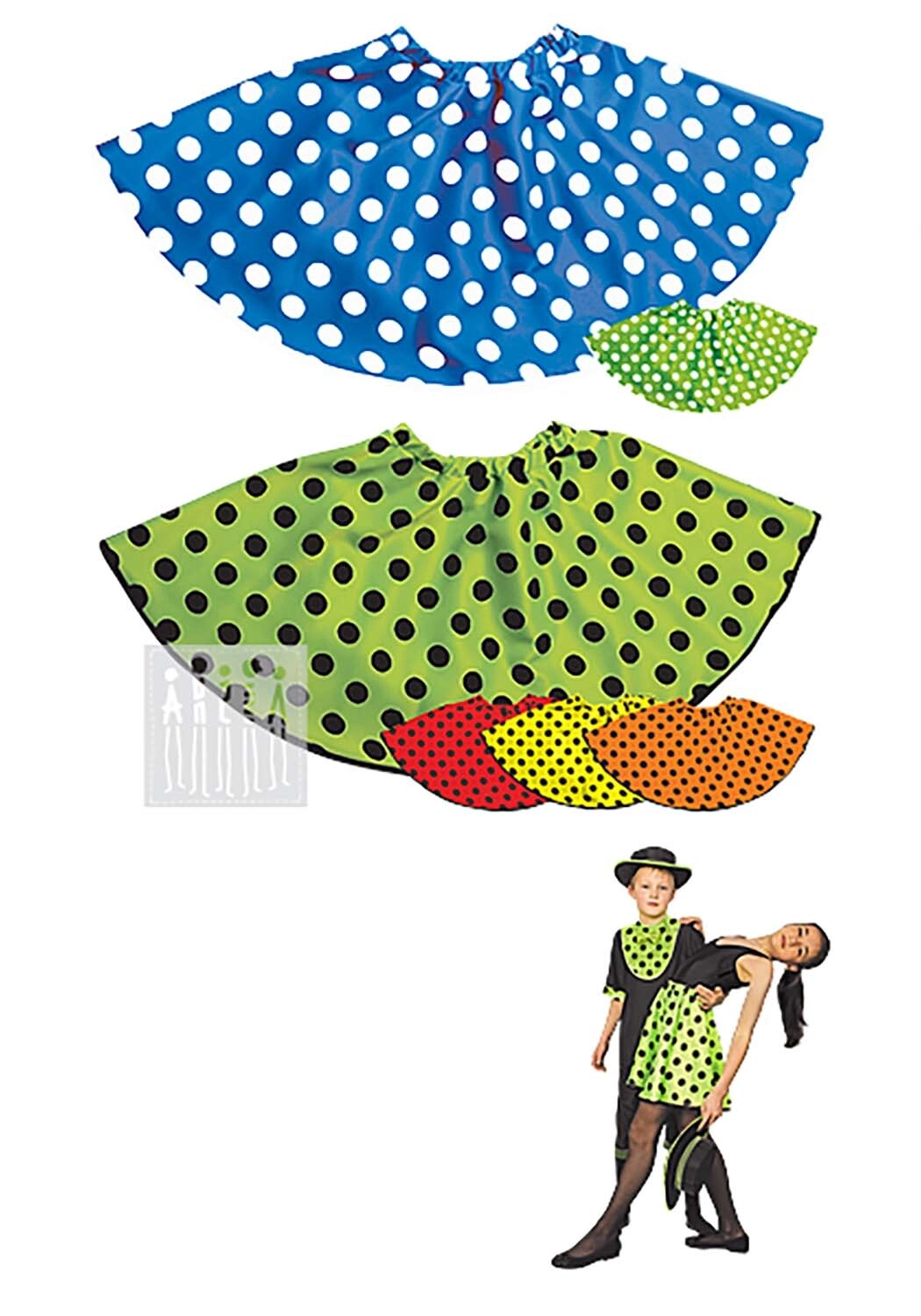 Юбка в горошек (рост 140-146 / цвет красный/белый горох / Готовое изделие)