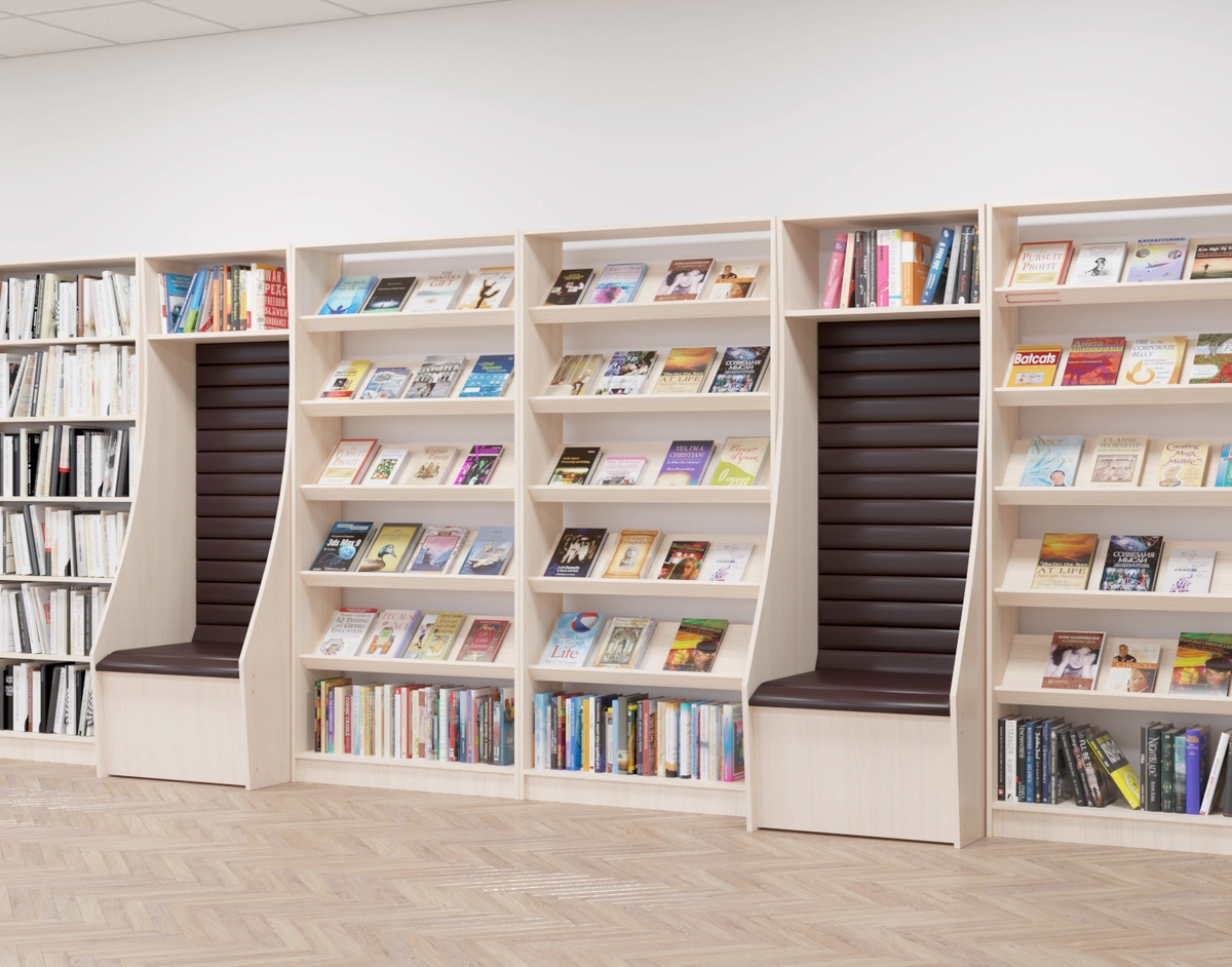 Стеллаж с мягким элементом (библиотека)