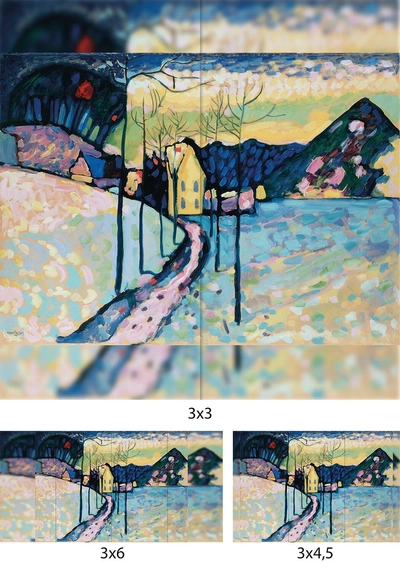 Репродукция картины В.В. Кандинский "Зимний пейзаж"  Декорация / Занавес сцены (3м*3м / ГОТОВЫЙ занавес)