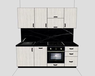 Кухня 2,1м ЛДСП Дуб молочный (для электрической поверхности)