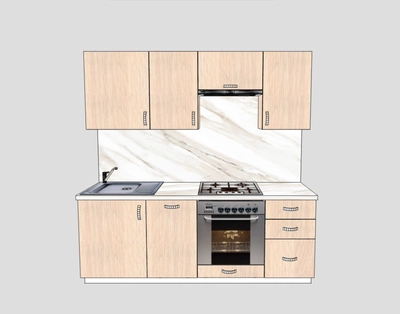 Кухня 2,1 м ЛДСП  Дуб молочный (для газовой варочной поверхности)