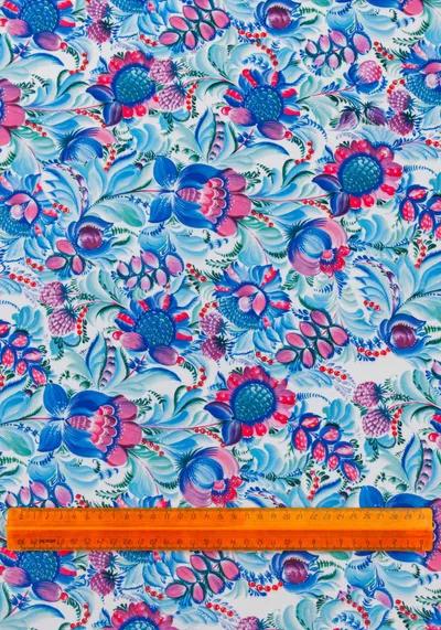 Ткань Петриковская роспись (Креп-сатин)