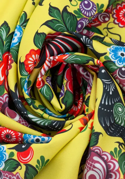 Ткань Городецкая роспись (Шифон)