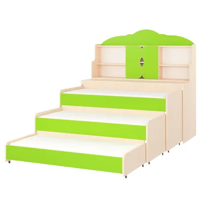 Кровать-тумба с надстройкой трехъярусная выкатная