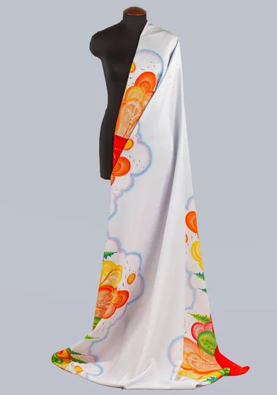 Ткань Свободно-кистевая осенняя тематика (Креп-сатин)