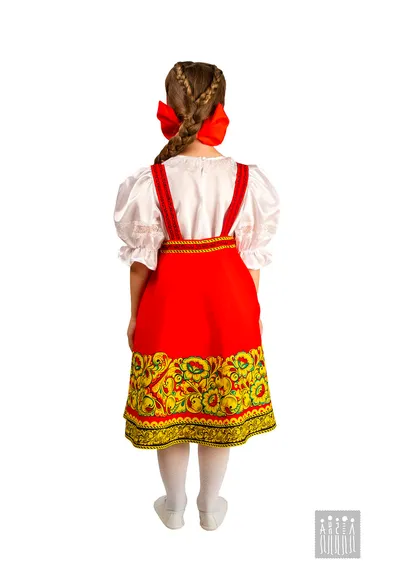 Русский народный сарафан Хохлома расписная Чудо-Птица (рост 116-134 / Готовое изделие)